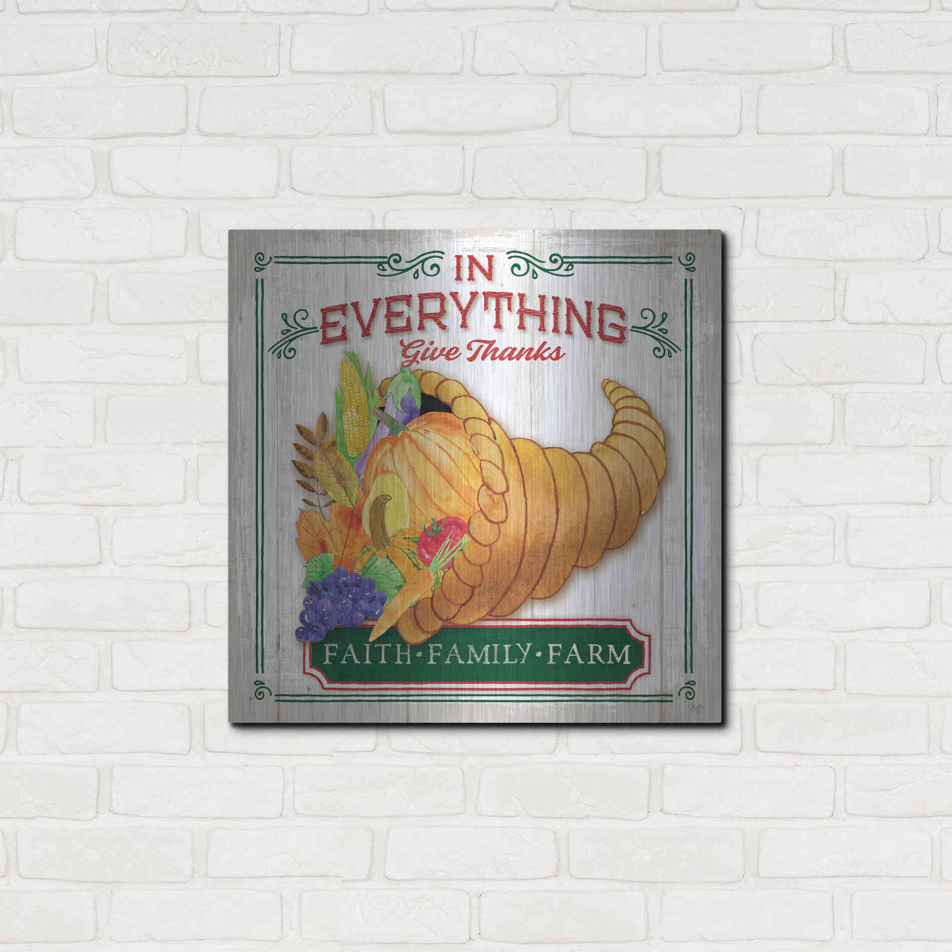 Luxe Metal Art 'Give Thanks' by Mollie B, Metal Wall Art,24x24