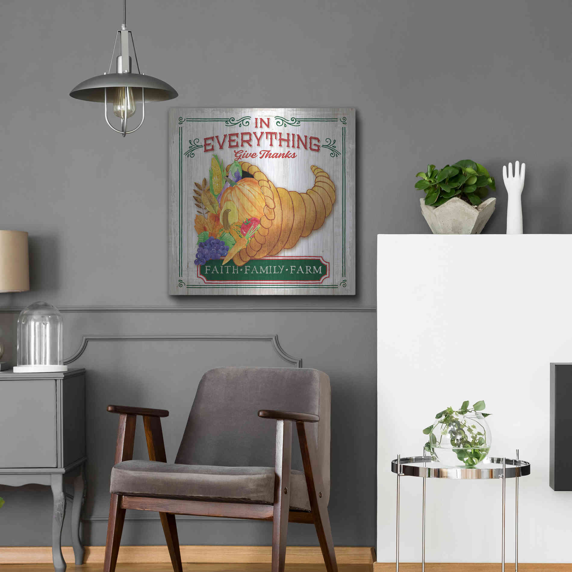 Luxe Metal Art 'Give Thanks' by Mollie B, Metal Wall Art,24x24