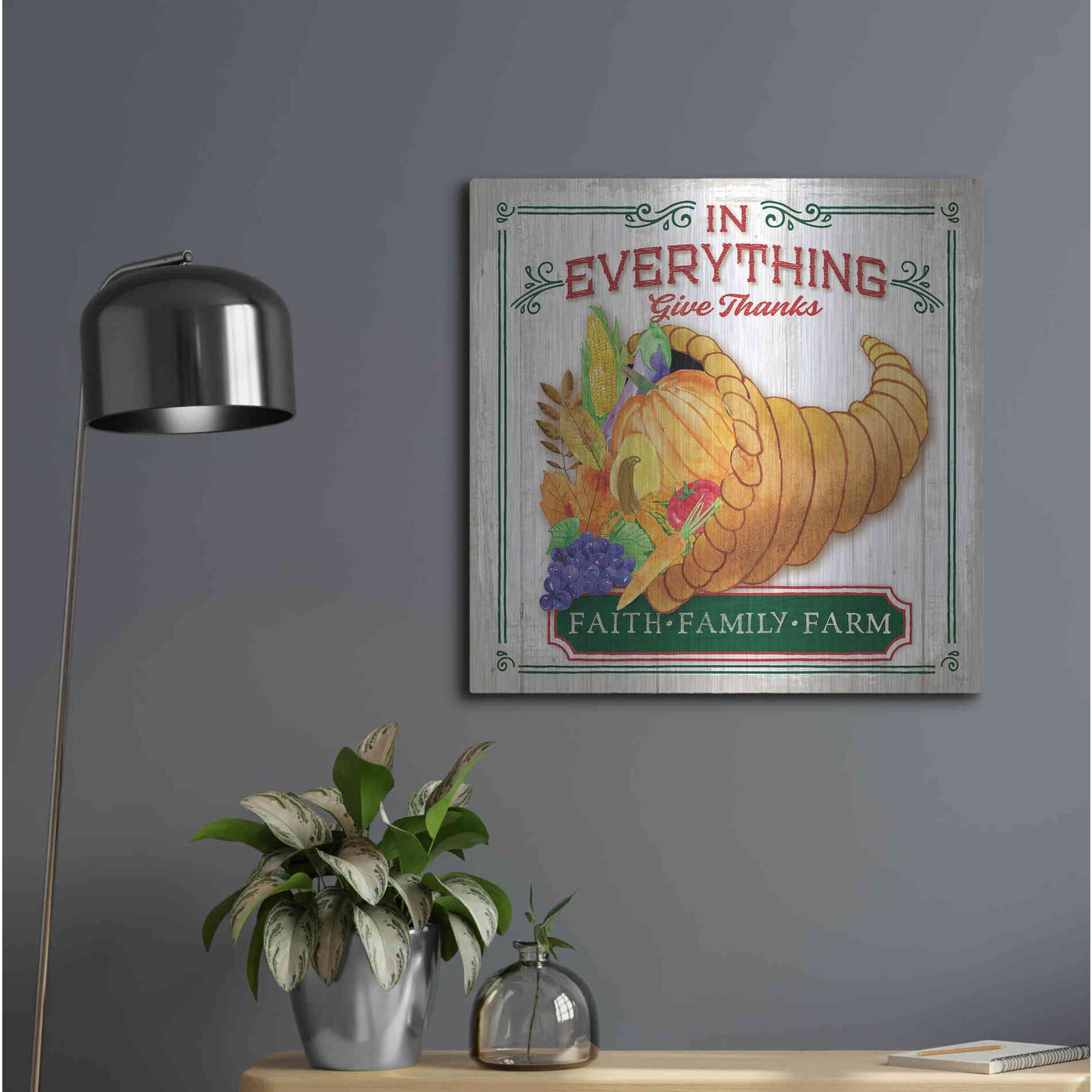 Luxe Metal Art 'Give Thanks' by Mollie B, Metal Wall Art,24x24
