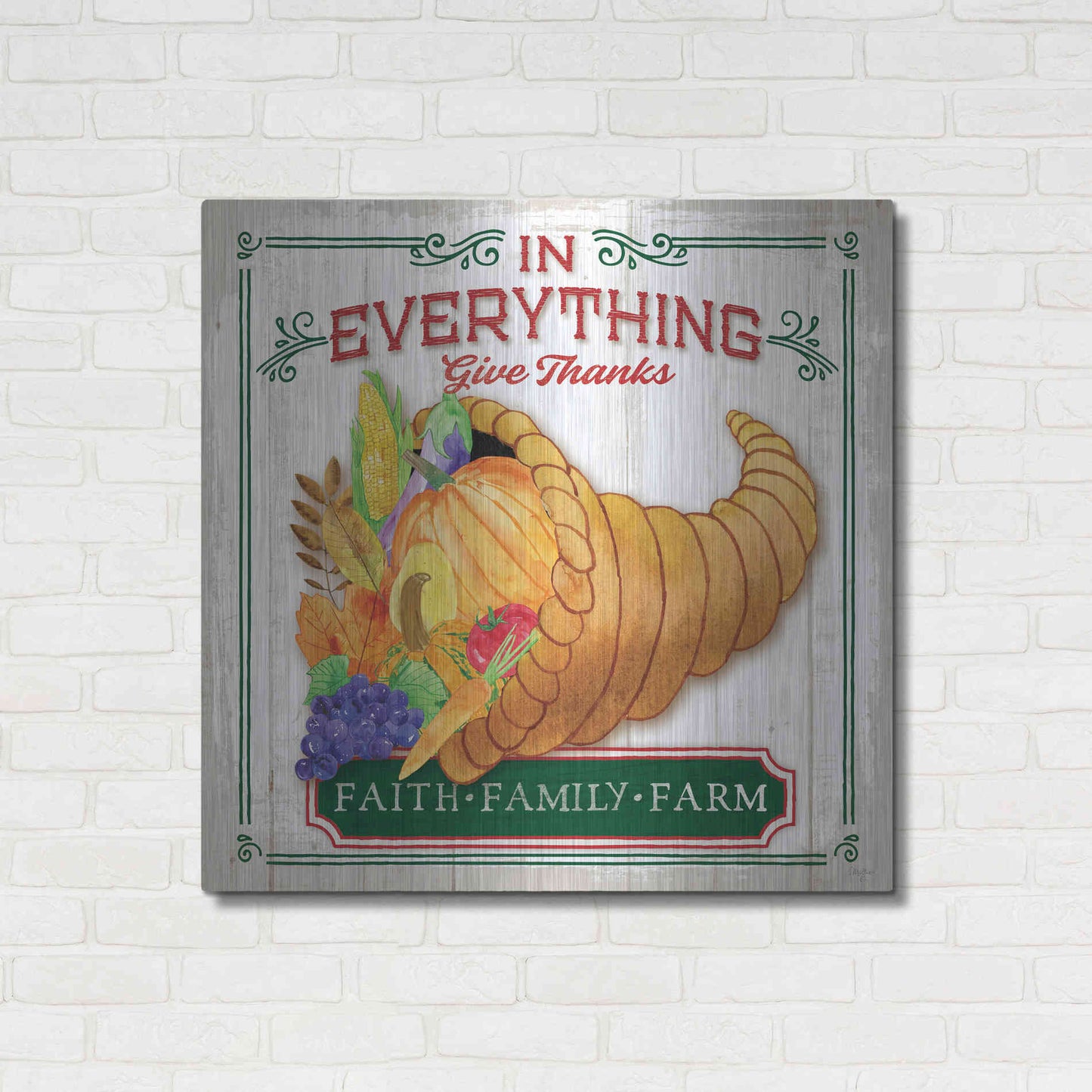 Luxe Metal Art 'Give Thanks' by Mollie B, Metal Wall Art,36x36