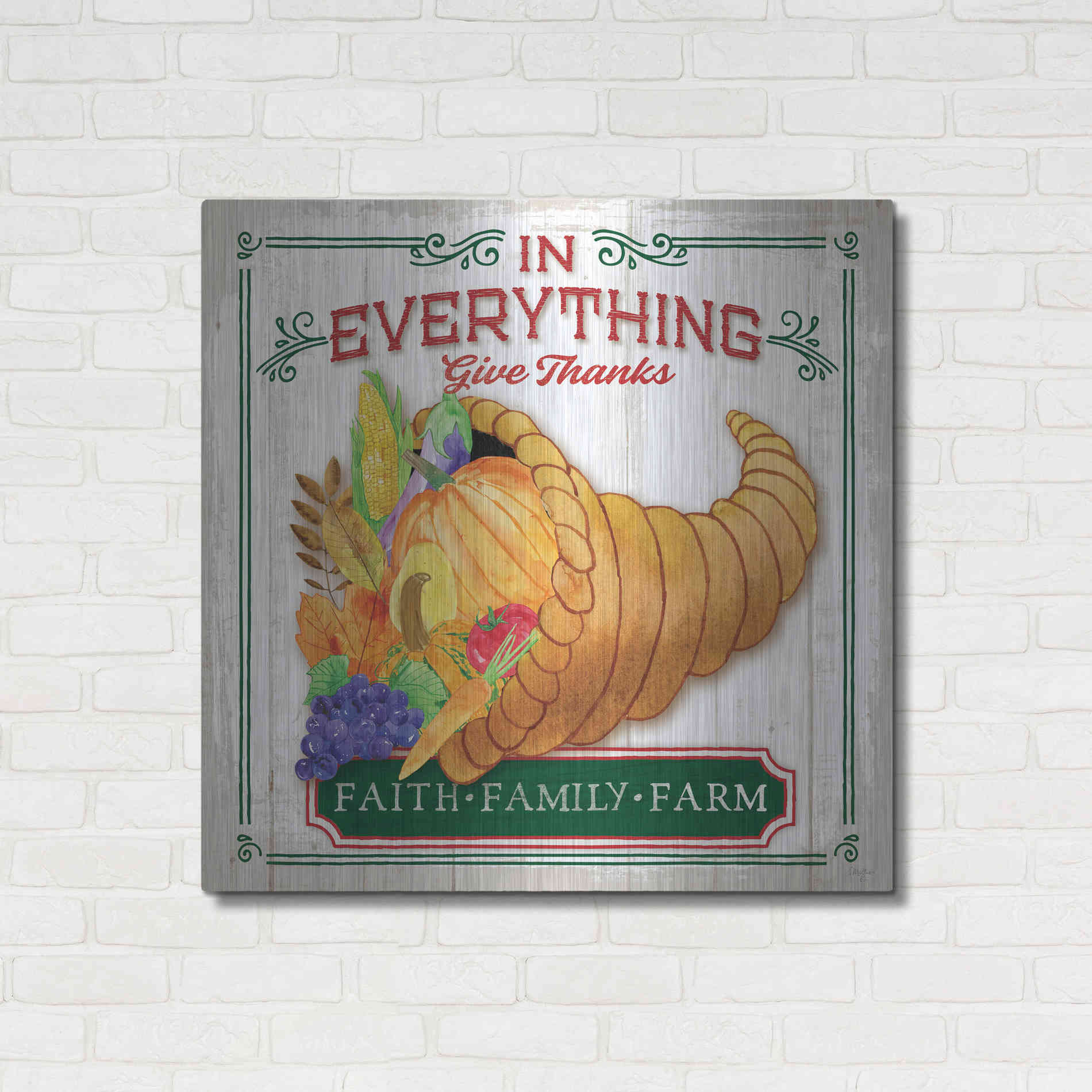 Luxe Metal Art 'Give Thanks' by Mollie B, Metal Wall Art,36x36