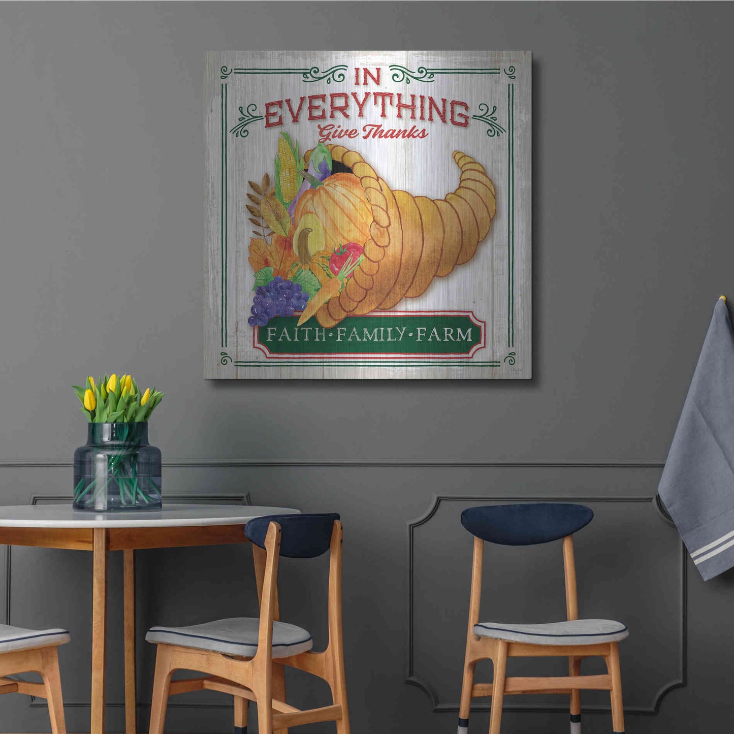 Luxe Metal Art 'Give Thanks' by Mollie B, Metal Wall Art,36x36