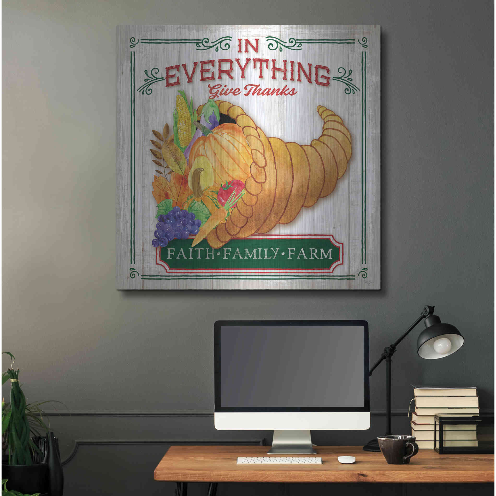 Luxe Metal Art 'Give Thanks' by Mollie B, Metal Wall Art,36x36