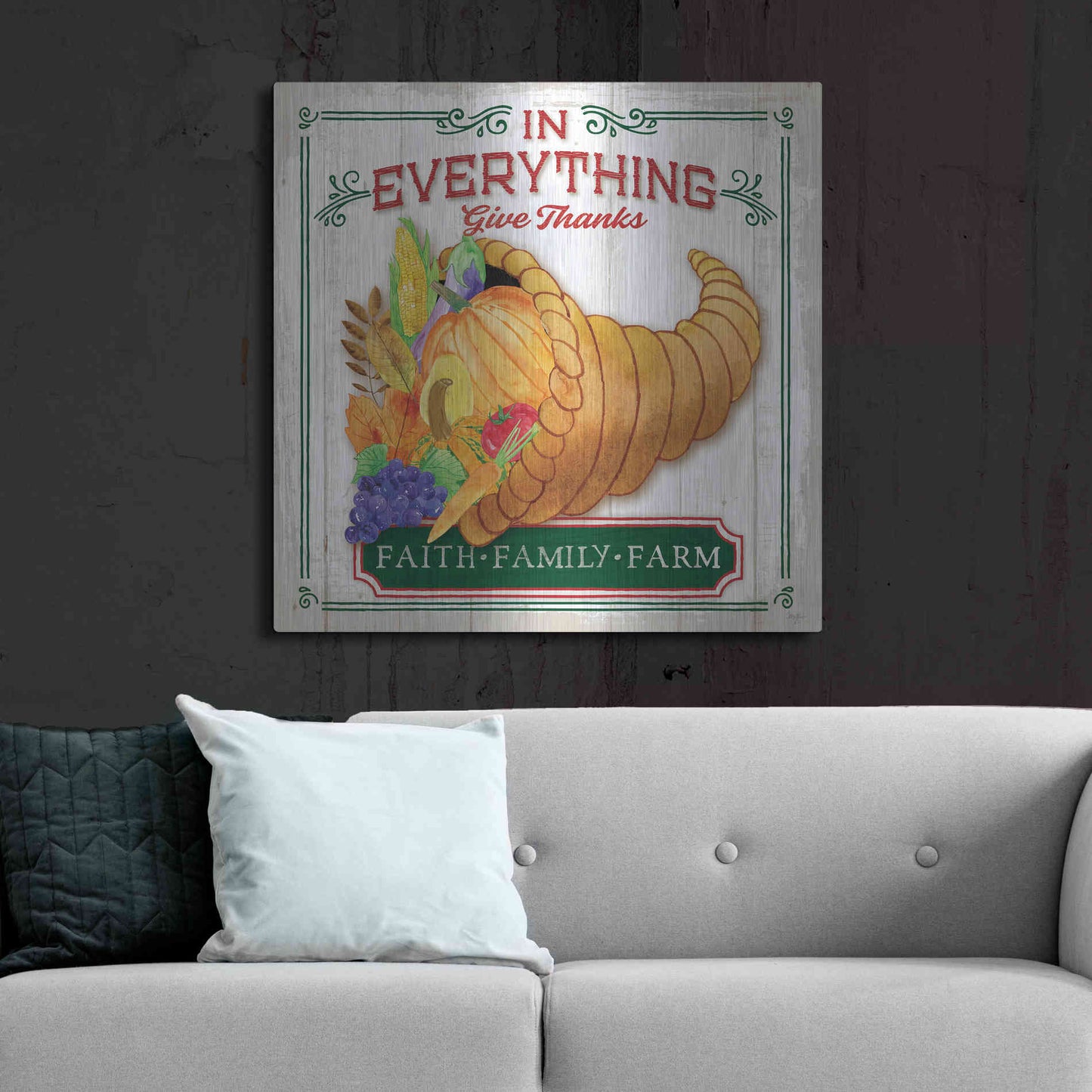 Luxe Metal Art 'Give Thanks' by Mollie B, Metal Wall Art,36x36