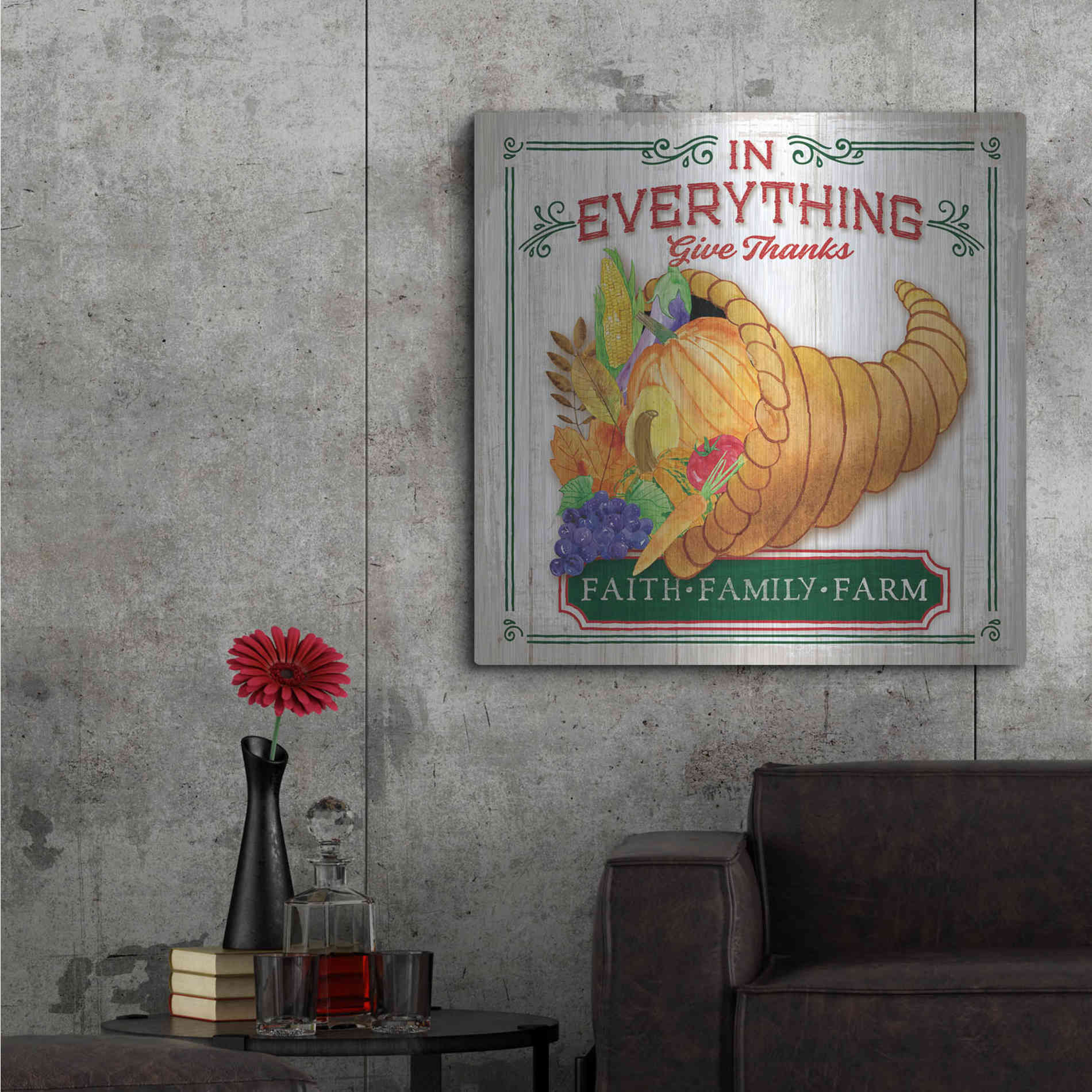 Luxe Metal Art 'Give Thanks' by Mollie B, Metal Wall Art,36x36