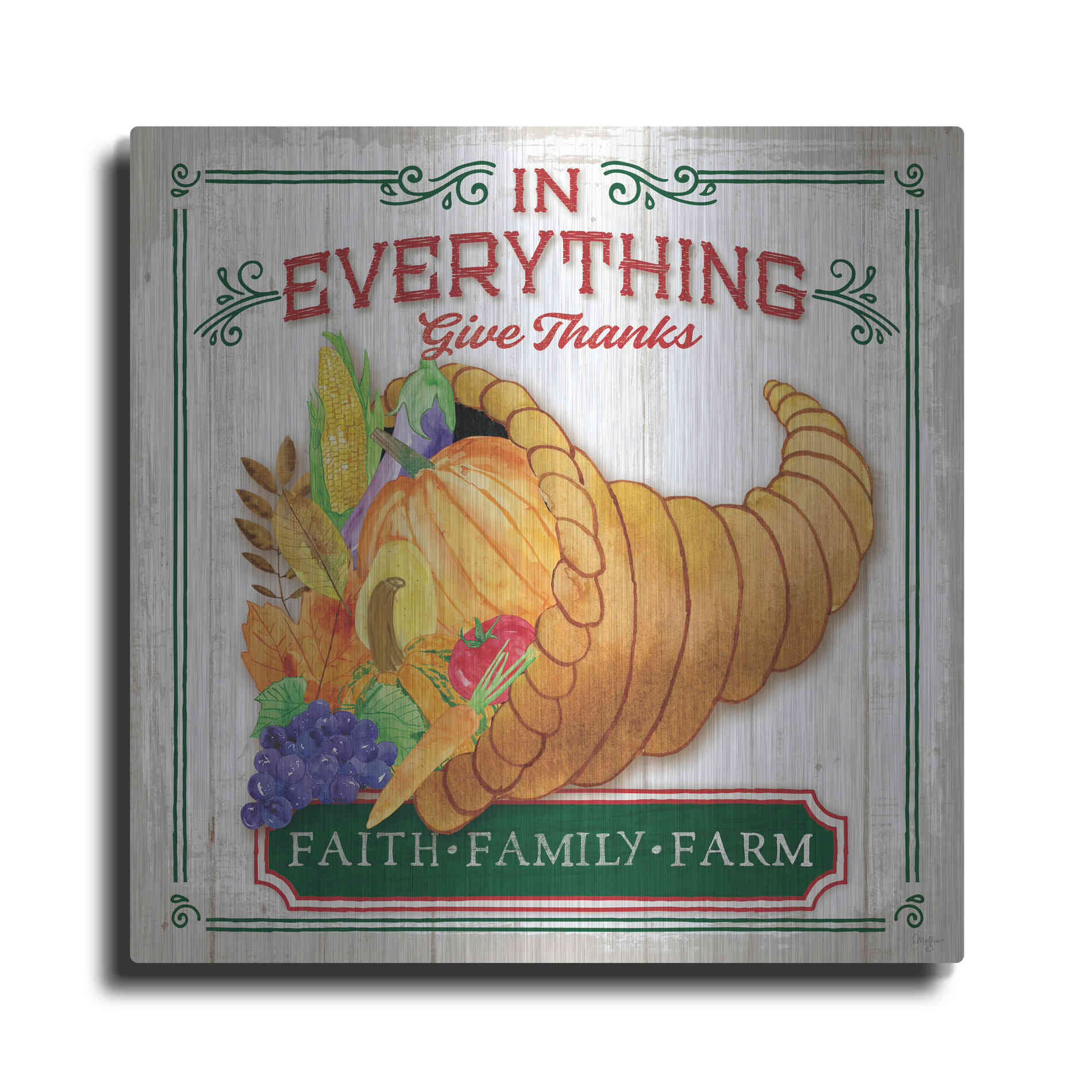 Luxe Metal Art 'Give Thanks' by Mollie B, Metal Wall Art