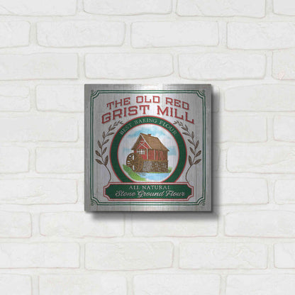 Luxe Metal Art 'Grist Mill Flour' by Mollie B, Metal Wall Art,12x12