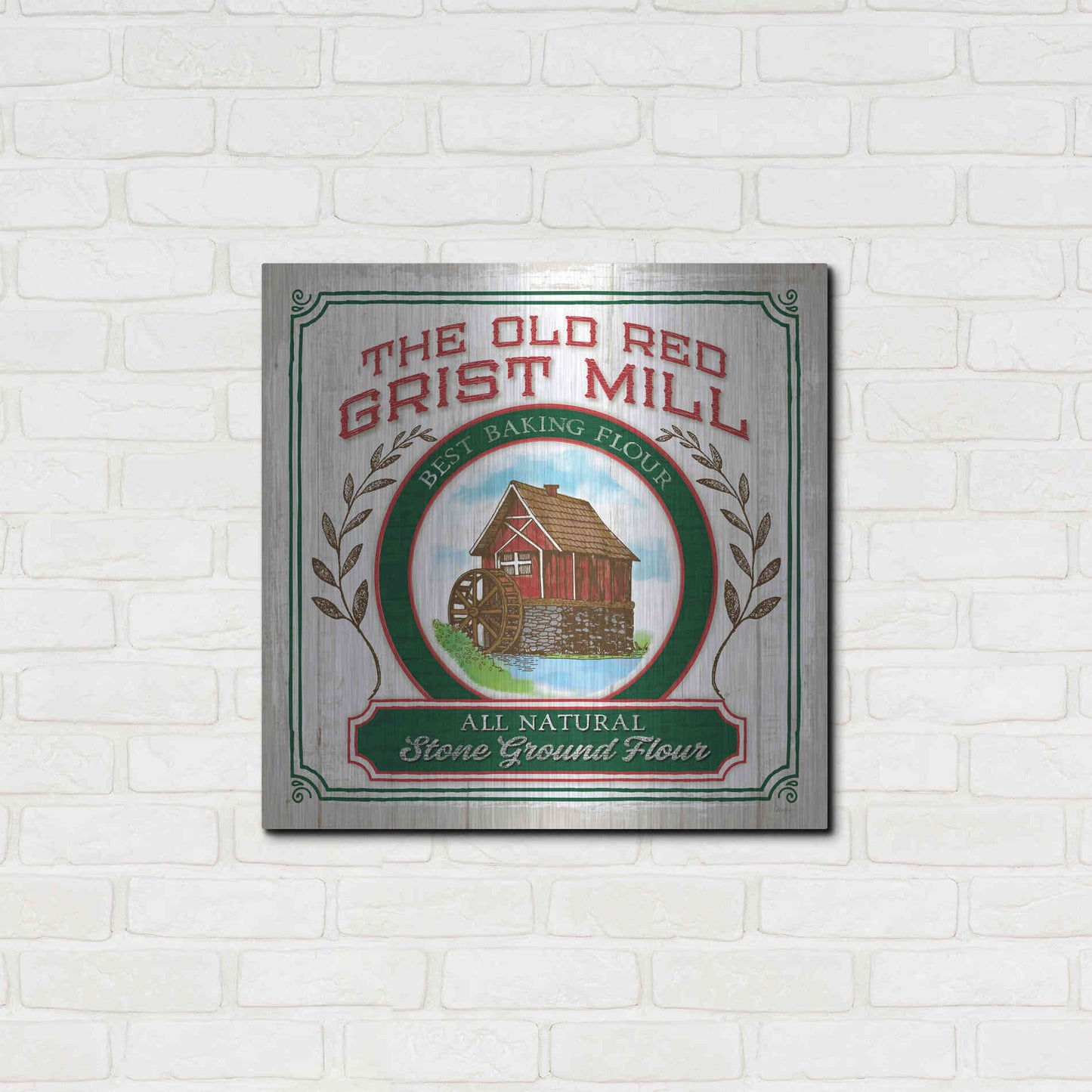Luxe Metal Art 'Grist Mill Flour' by Mollie B, Metal Wall Art,24x24