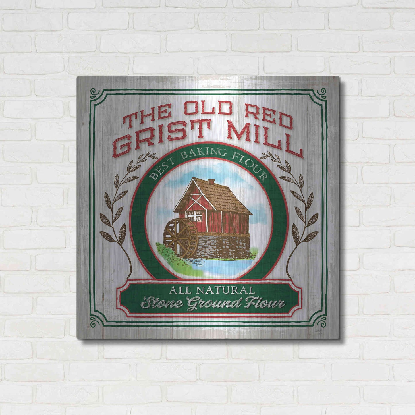 Luxe Metal Art 'Grist Mill Flour' by Mollie B, Metal Wall Art,36x36