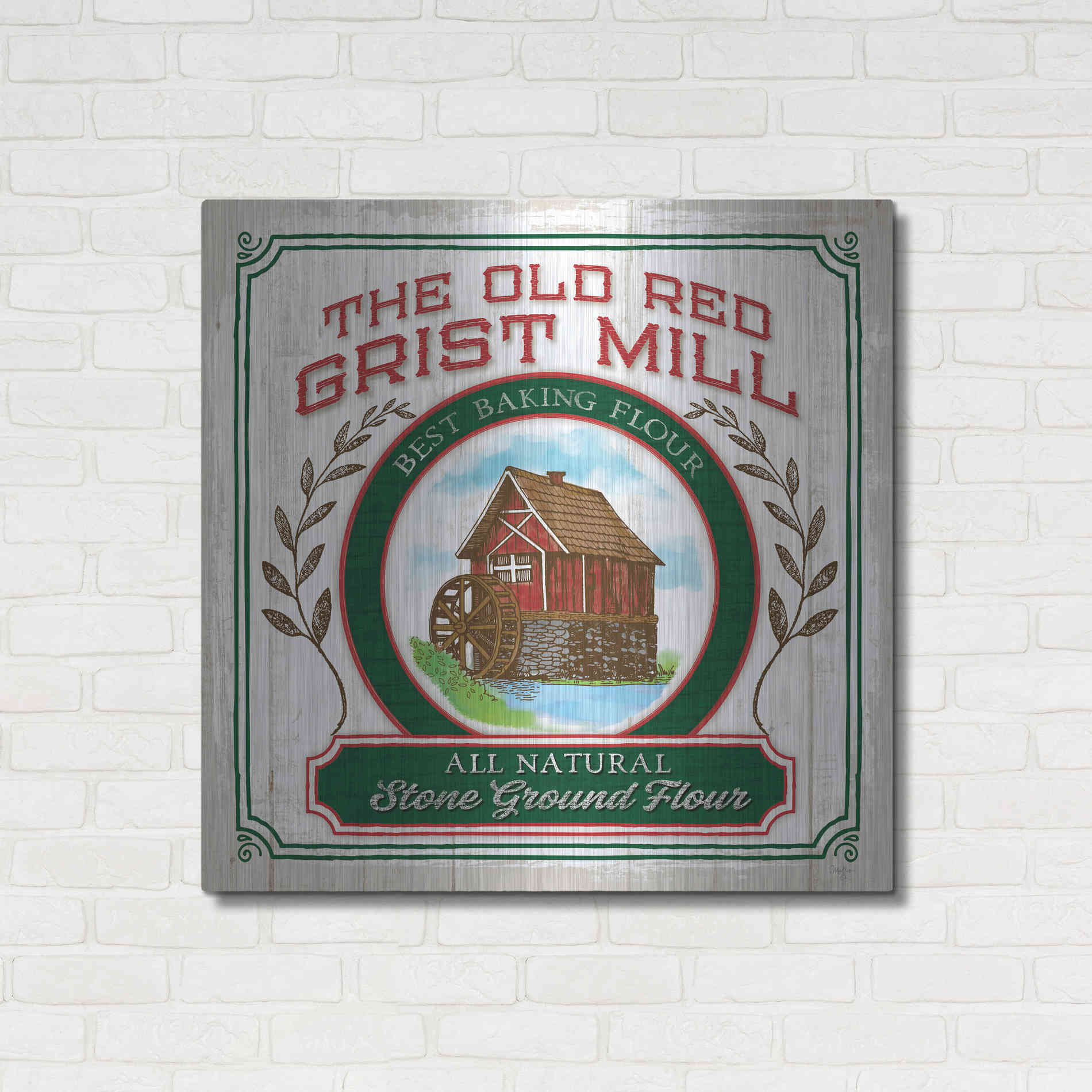 Luxe Metal Art 'Grist Mill Flour' by Mollie B, Metal Wall Art,36x36