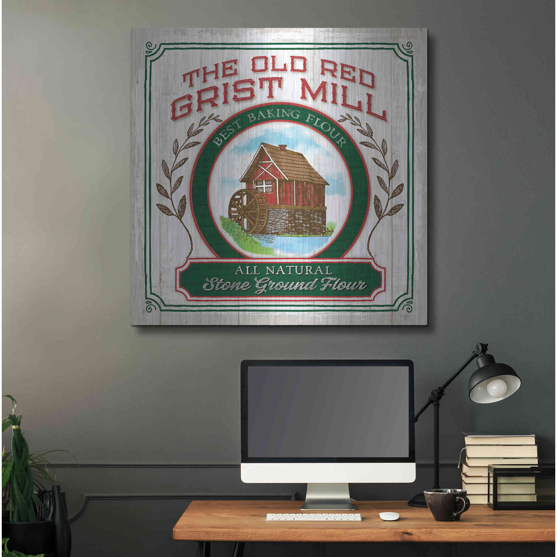 Luxe Metal Art 'Grist Mill Flour' by Mollie B, Metal Wall Art,36x36