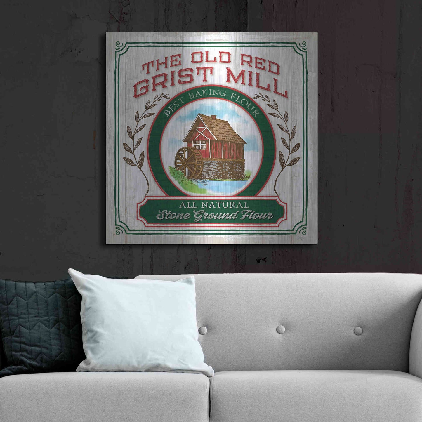 Luxe Metal Art 'Grist Mill Flour' by Mollie B, Metal Wall Art,36x36