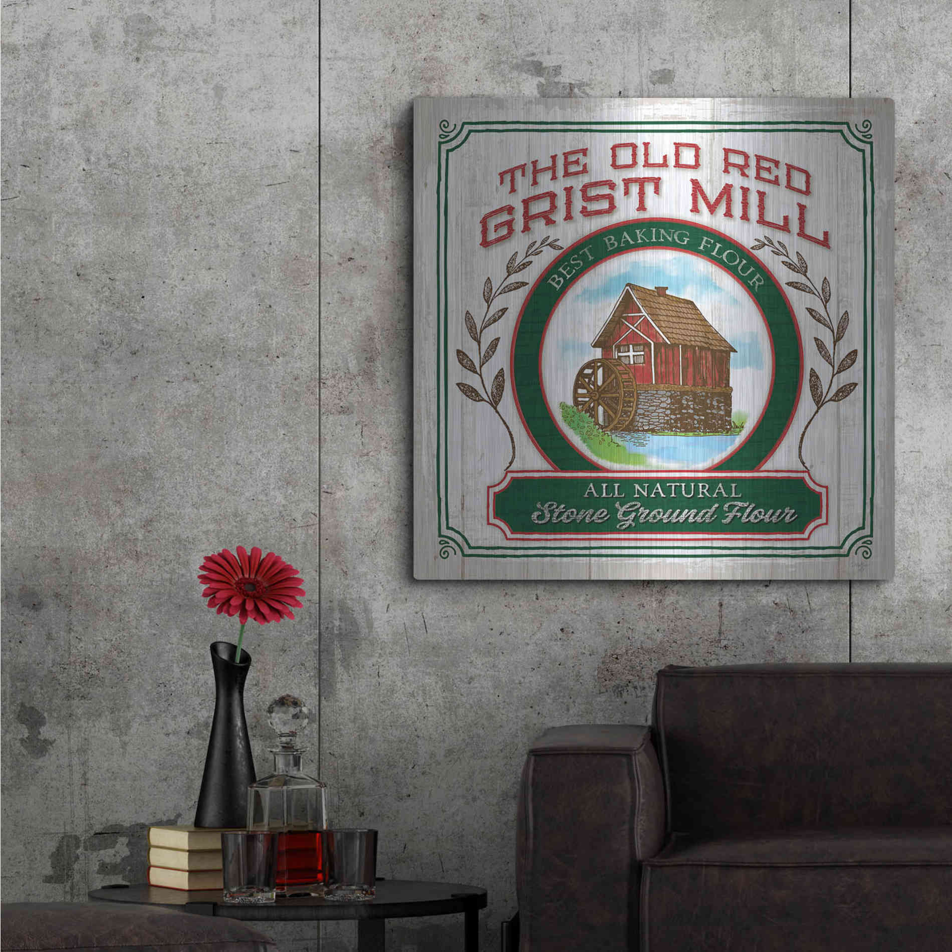 Luxe Metal Art 'Grist Mill Flour' by Mollie B, Metal Wall Art,36x36