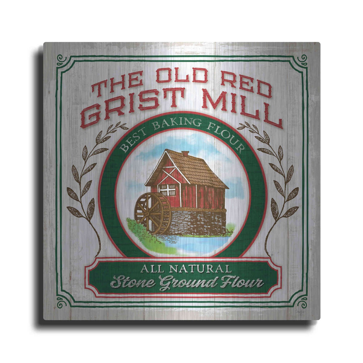 Luxe Metal Art 'Grist Mill Flour' by Mollie B, Metal Wall Art