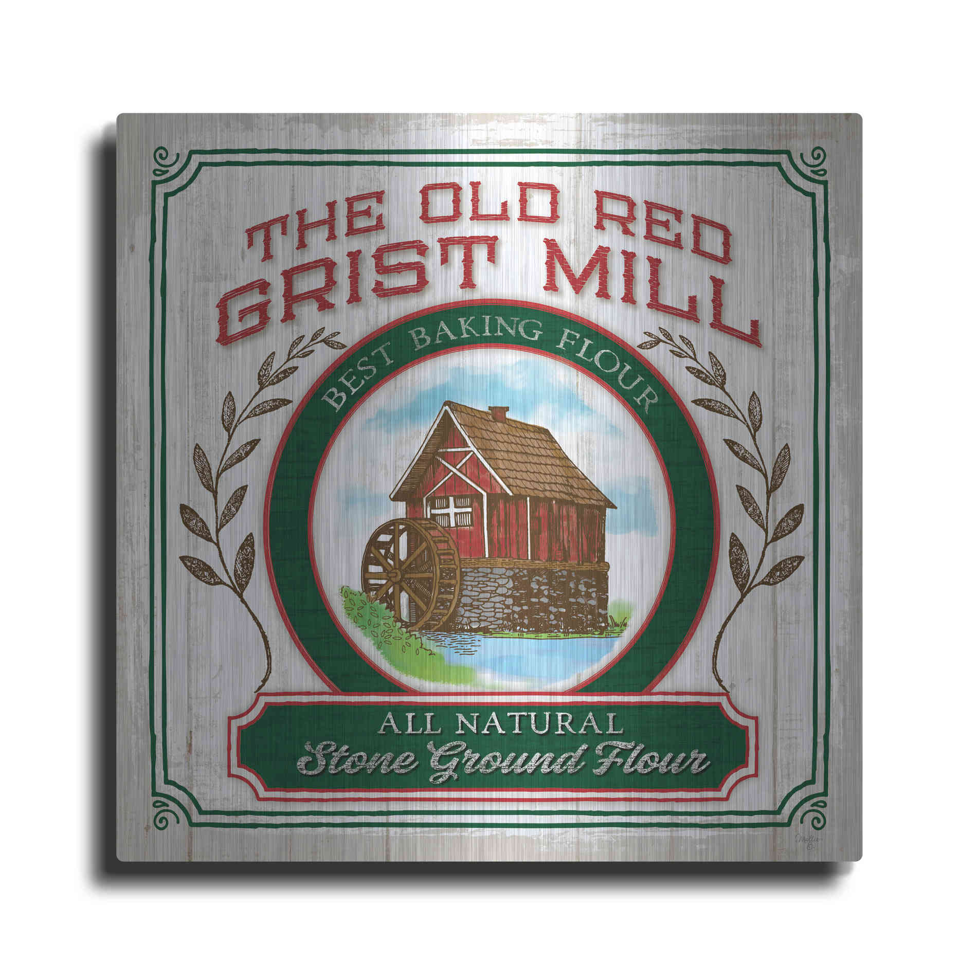 Luxe Metal Art 'Grist Mill Flour' by Mollie B, Metal Wall Art