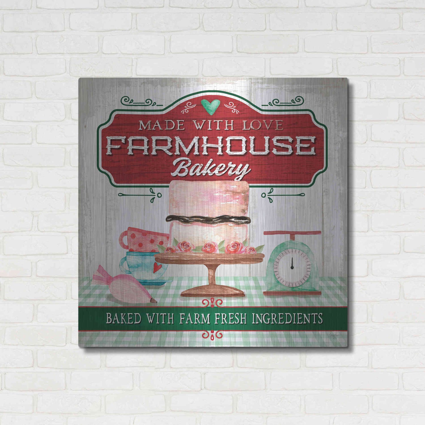 Luxe Metal Art 'Made With Love Bakery' by Mollie B, Metal Wall Art,36x36