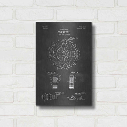 Luxe Metal Art 'Cog Wheel Blueprint Patent Chalkboard' Metal Wall Art,12x16