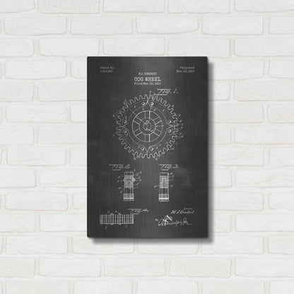 Luxe Metal Art 'Cog Wheel Blueprint Patent Chalkboard' Metal Wall Art,16x24