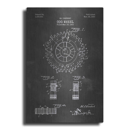 Luxe Metal Art 'Cog Wheel Blueprint Patent Chalkboard' Metal Wall Art