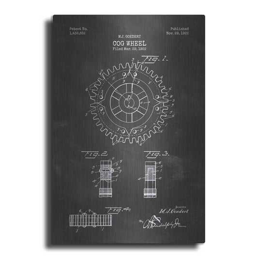 Luxe Metal Art 'Cog Wheel Blueprint Patent Chalkboard' Metal Wall Art