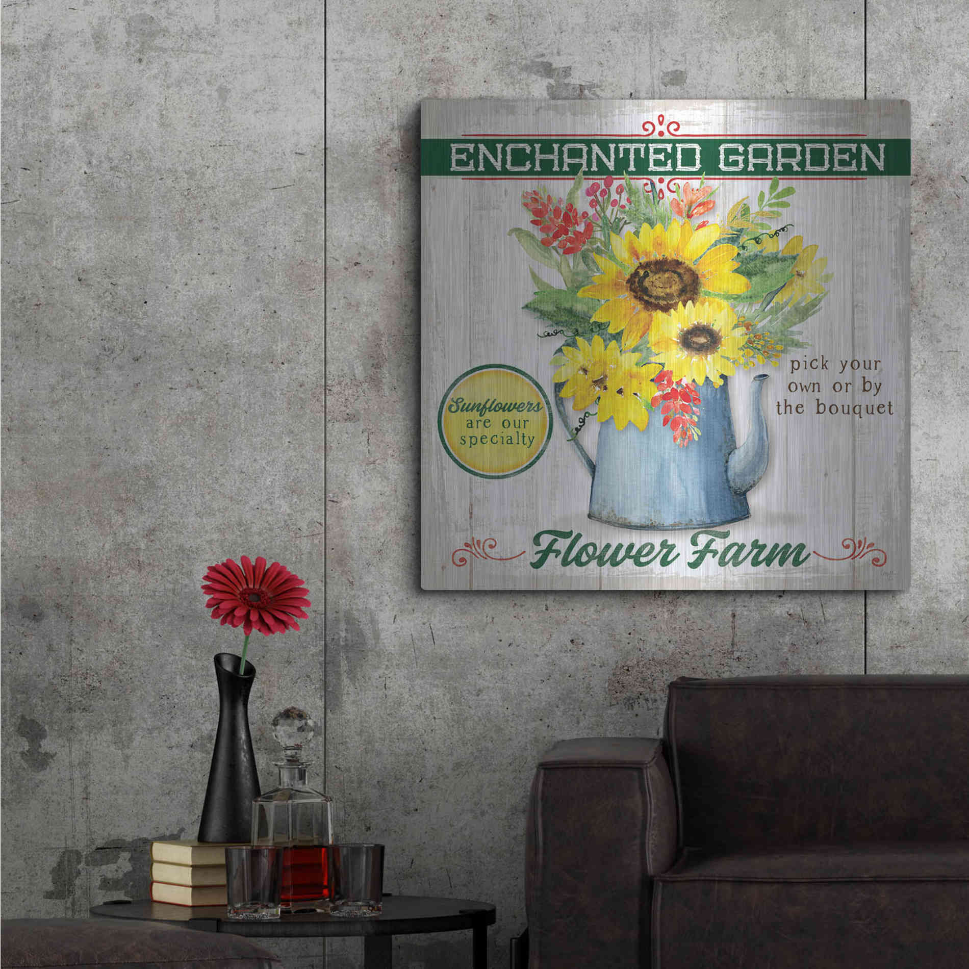 Luxe Metal Art 'Sunflower' by Mollie B, Metal Wall Art,36x36