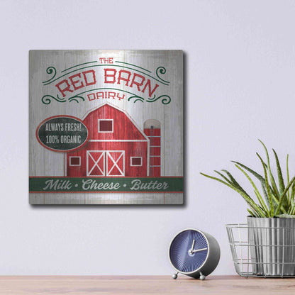 Luxe Metal Art 'The Red Barn' by Mollie B, Metal Wall Art,12x12