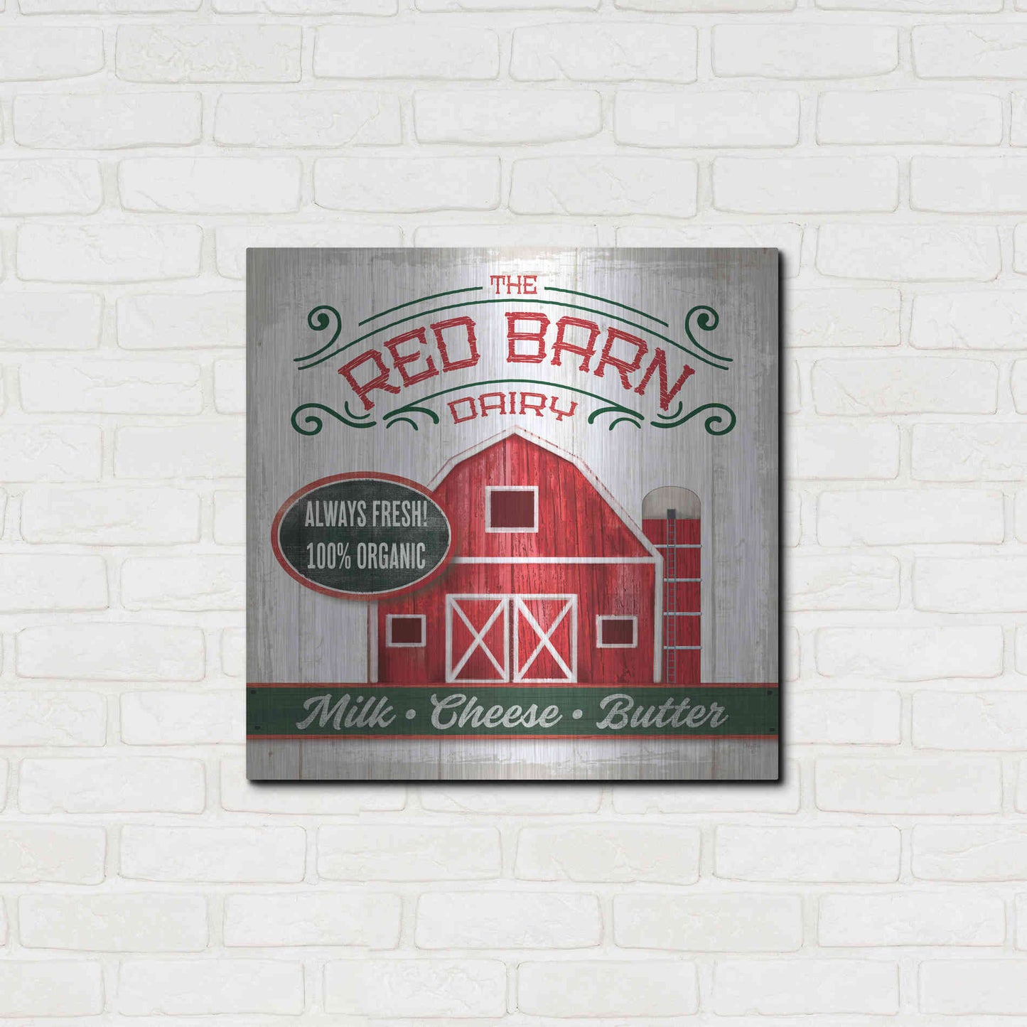 Luxe Metal Art 'The Red Barn' by Mollie B, Metal Wall Art,24x24