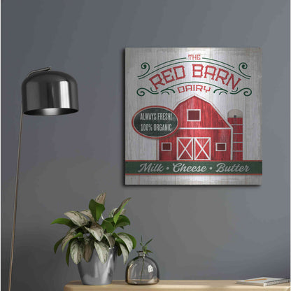 Luxe Metal Art 'The Red Barn' by Mollie B, Metal Wall Art,24x24