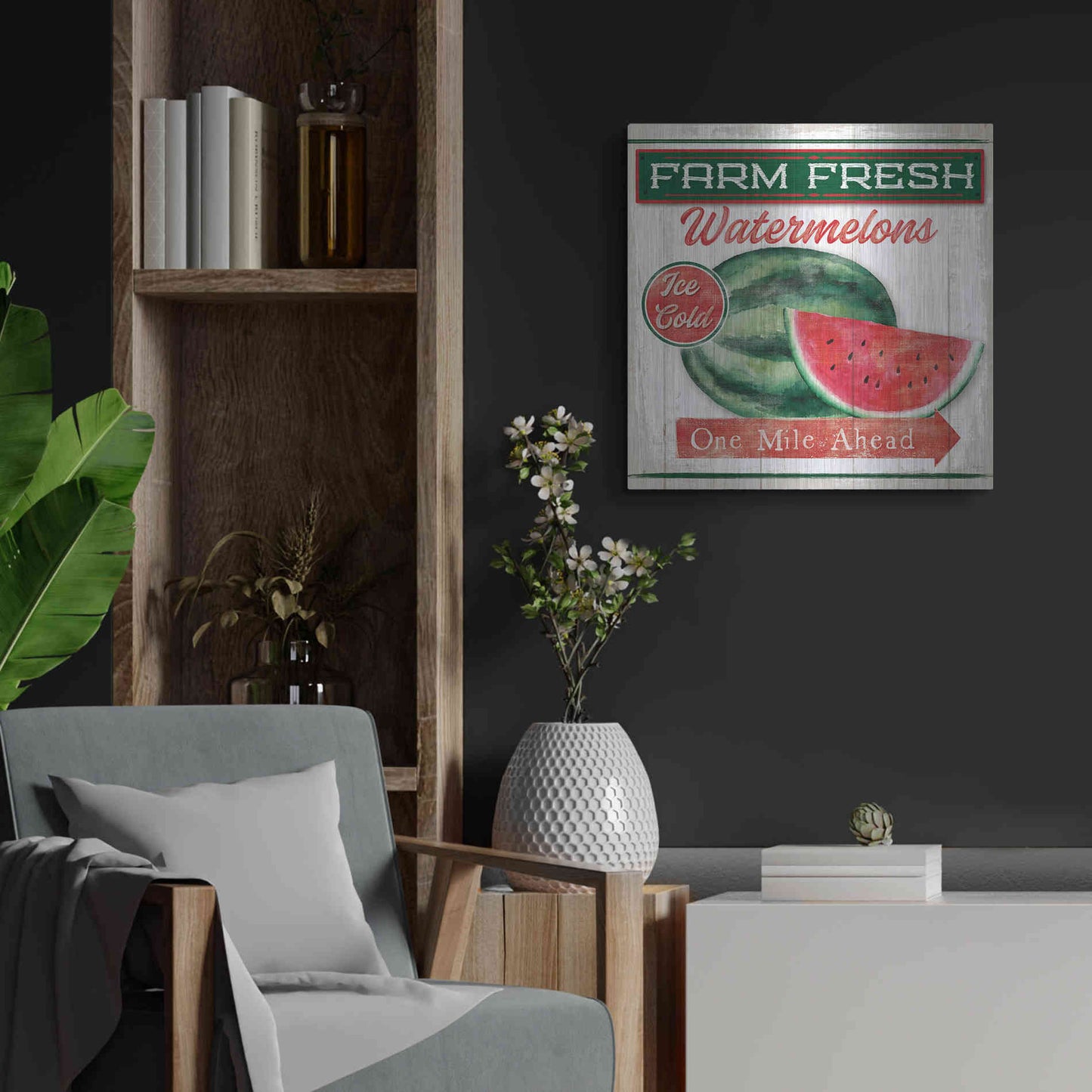 Luxe Metal Art 'Watermelon Farm' by Mollie B, Metal Wall Art,24x24