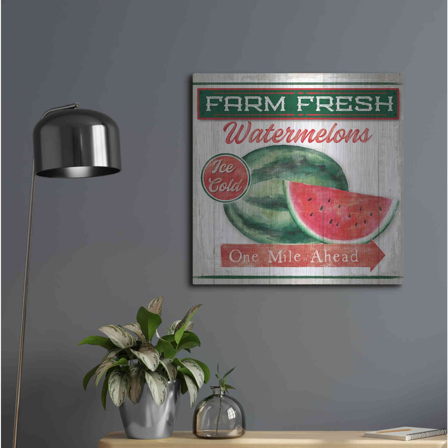 Luxe Metal Art 'Watermelon Farm' by Mollie B, Metal Wall Art,24x24