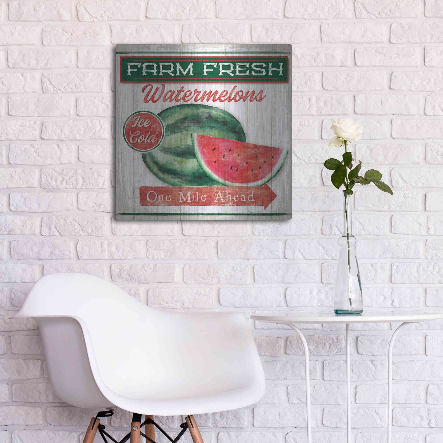 Luxe Metal Art 'Watermelon Farm' by Mollie B, Metal Wall Art,24x24