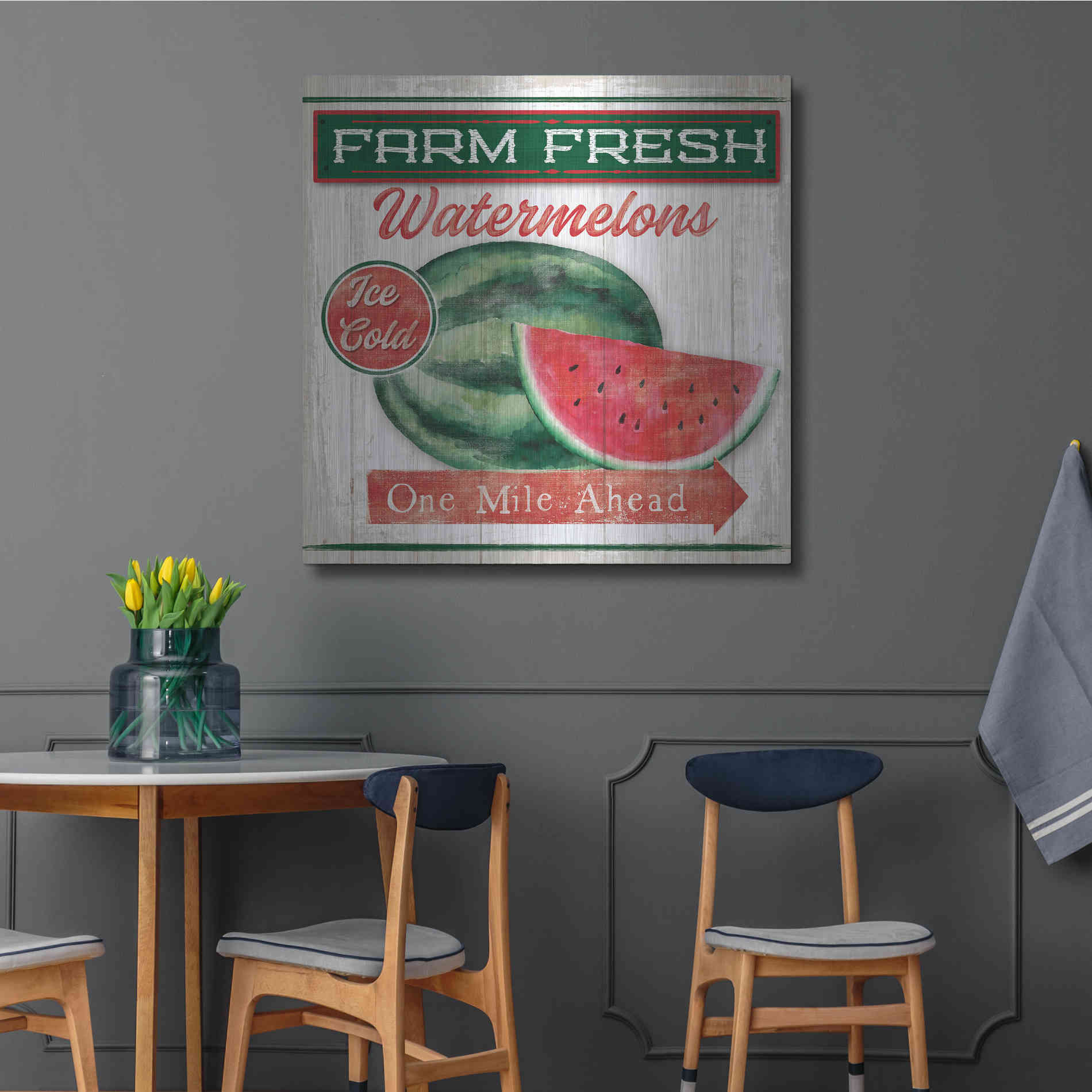 Luxe Metal Art 'Watermelon Farm' by Mollie B, Metal Wall Art,36x36