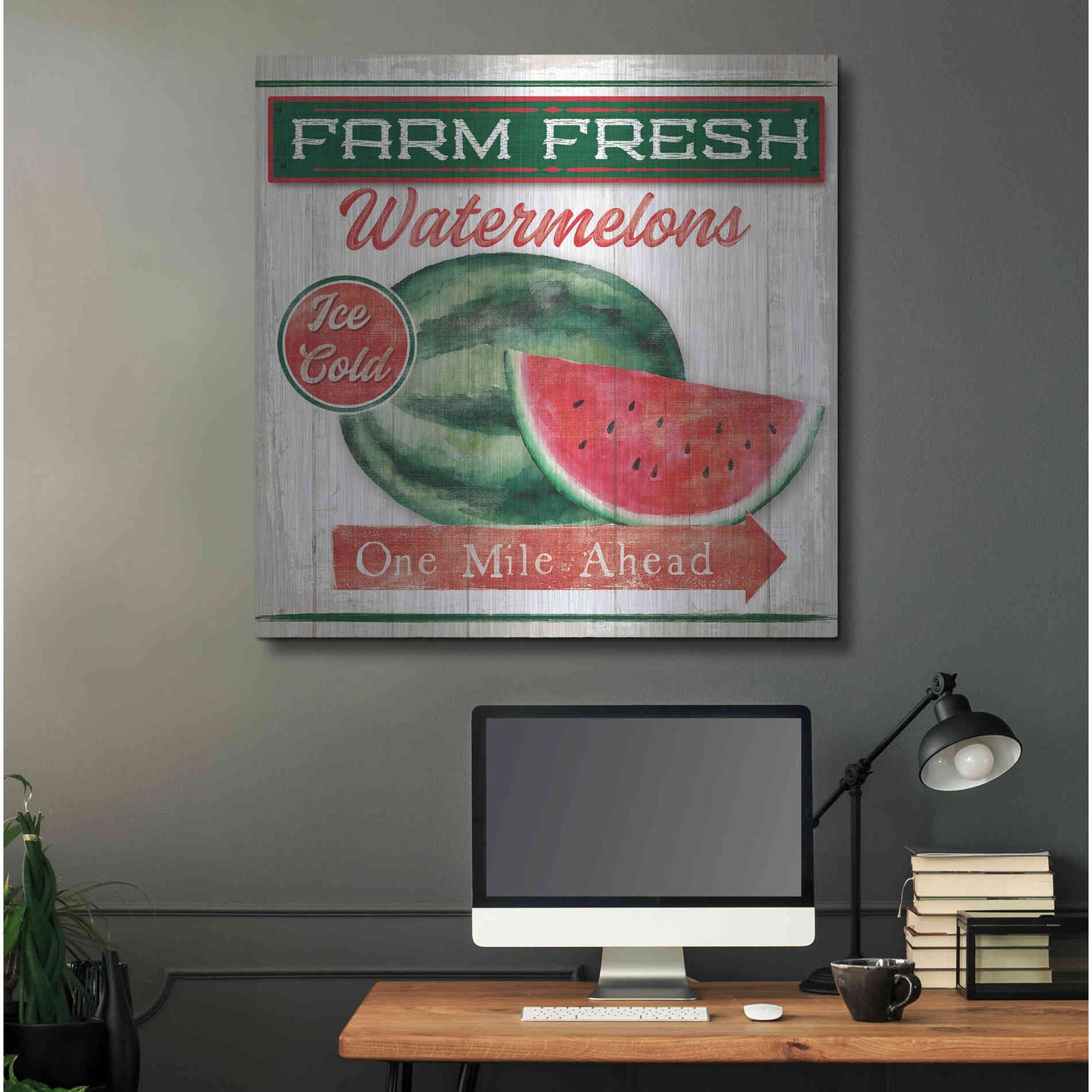 Luxe Metal Art 'Watermelon Farm' by Mollie B, Metal Wall Art,36x36