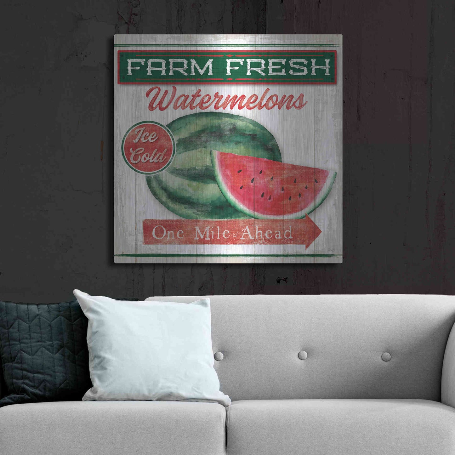 Luxe Metal Art 'Watermelon Farm' by Mollie B, Metal Wall Art,36x36