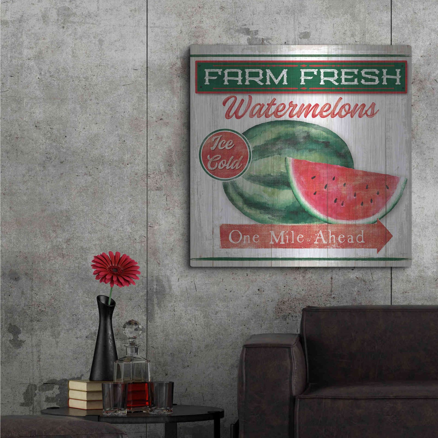 Luxe Metal Art 'Watermelon Farm' by Mollie B, Metal Wall Art,36x36