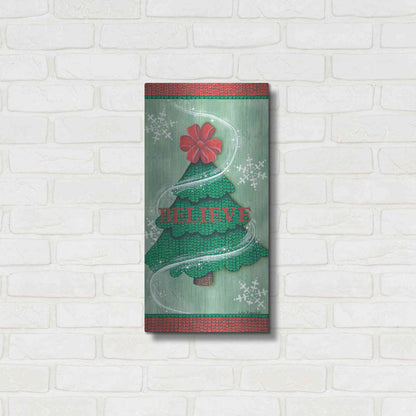 Luxe Metal Art 'Believe Stitch Tree' by Lisa Kennedy, Metal Wall Art,12x24