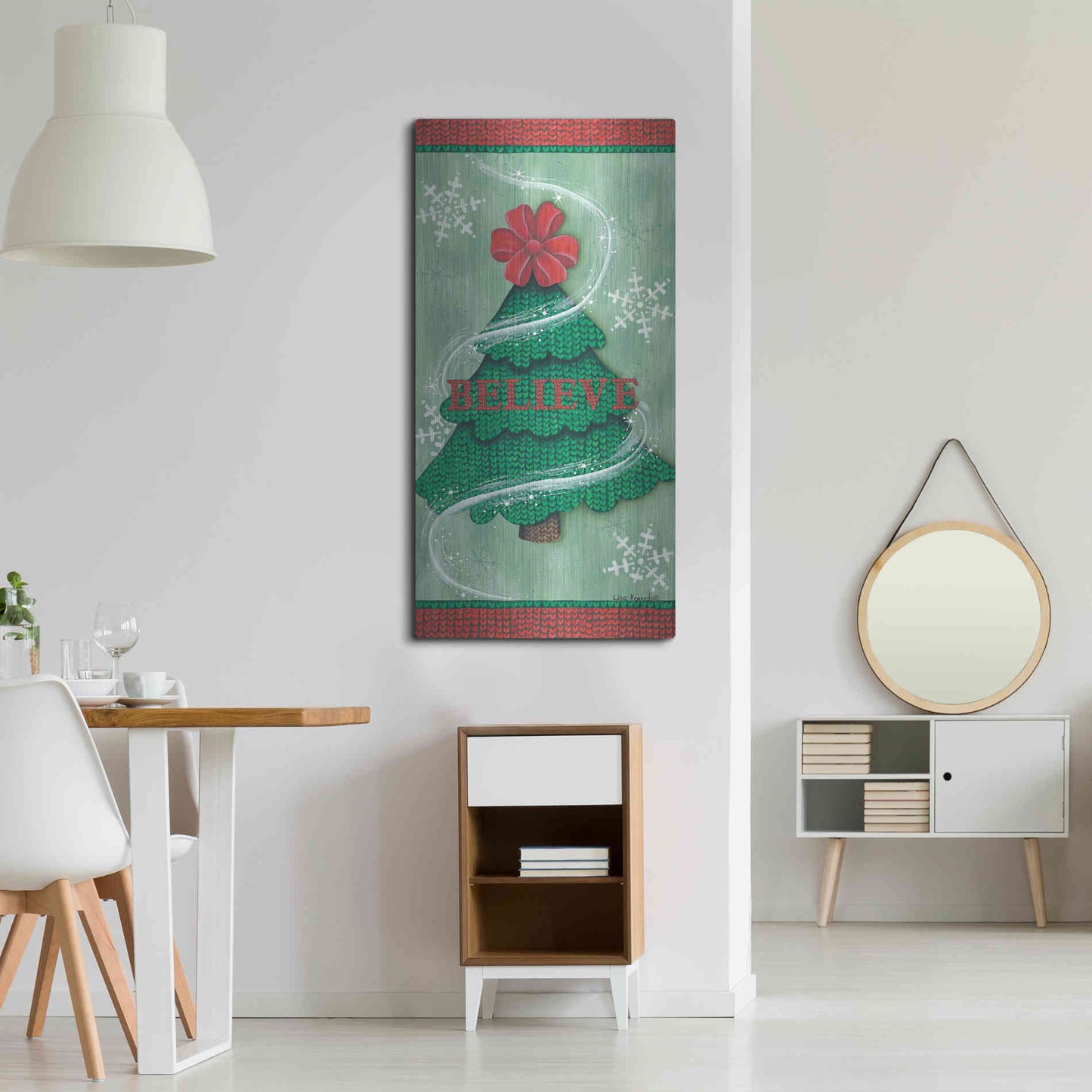 Luxe Metal Art 'Believe Stitch Tree' by Lisa Kennedy, Metal Wall Art,24x48