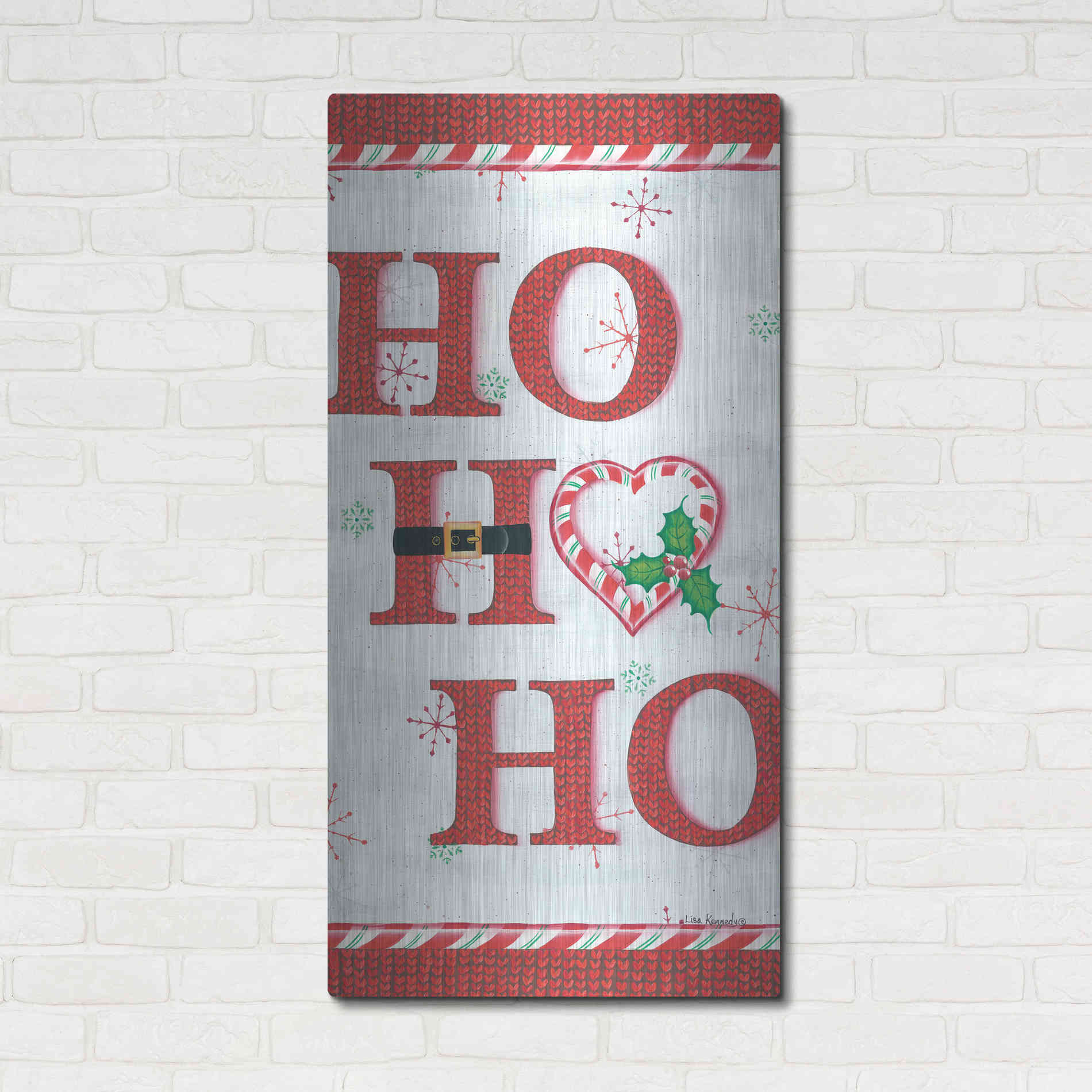 Luxe Metal Art 'Ho Ho Ho' by Lisa Kennedy, Metal Wall Art,24x48