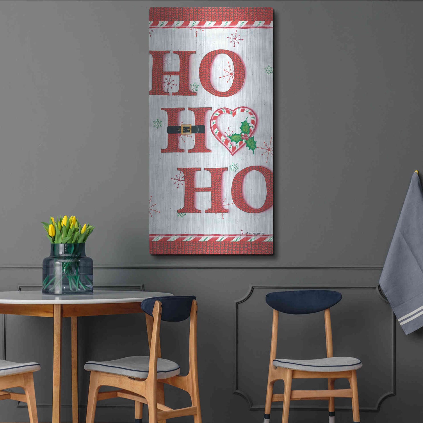 Luxe Metal Art 'Ho Ho Ho' by Lisa Kennedy, Metal Wall Art,24x48