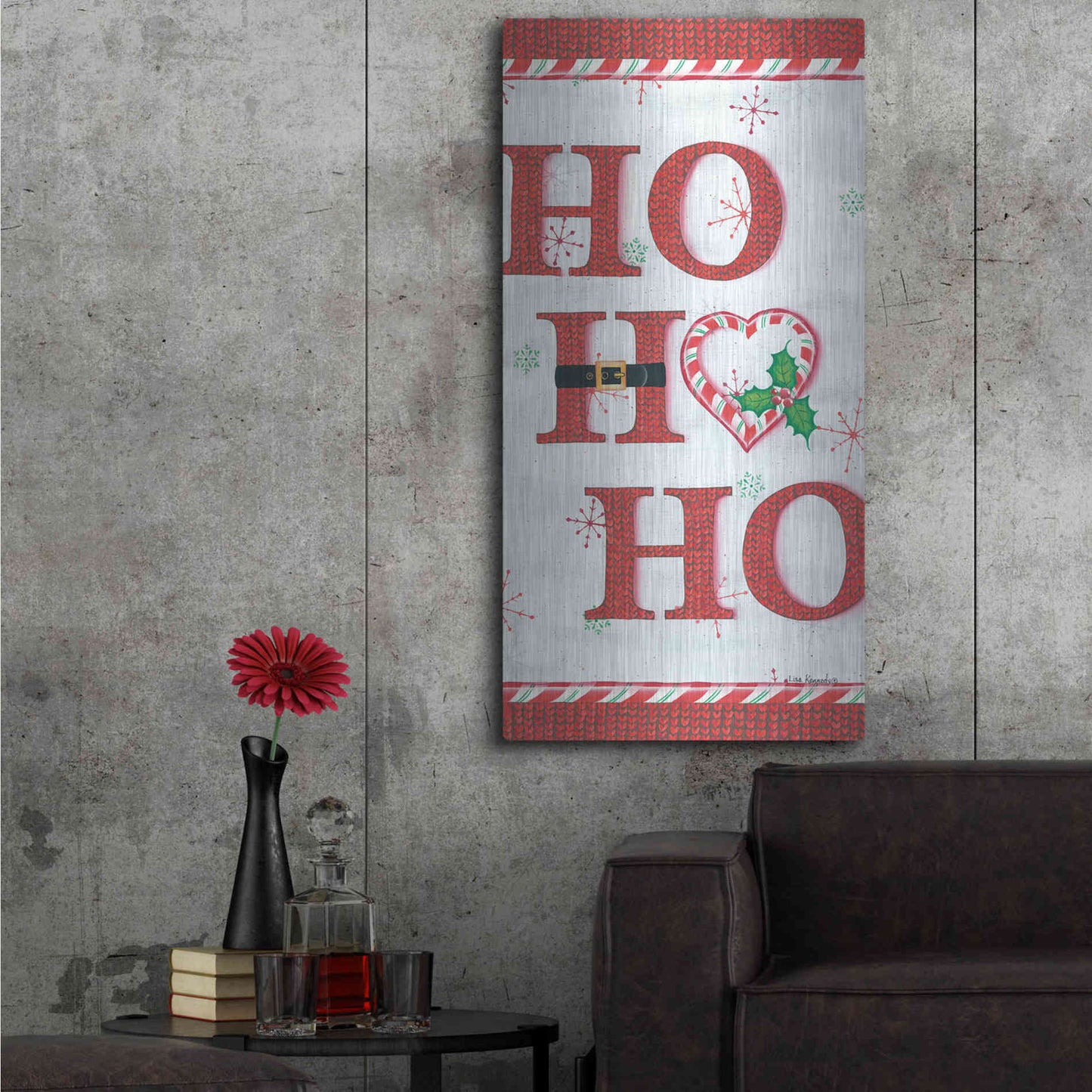 Luxe Metal Art 'Ho Ho Ho' by Lisa Kennedy, Metal Wall Art,24x48