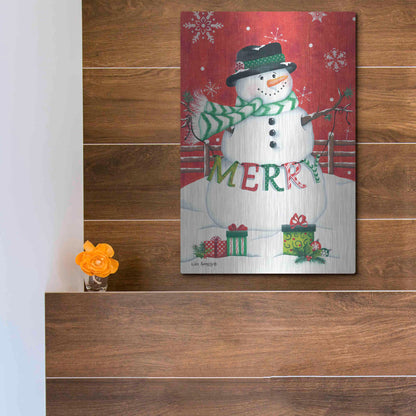 Luxe Metal Art 'Hope Snowman' by Lisa Kennedy, Metal Wall Art,12x16