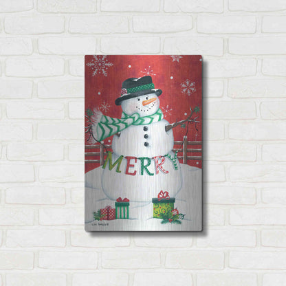 Luxe Metal Art 'Hope Snowman' by Lisa Kennedy, Metal Wall Art,16x24