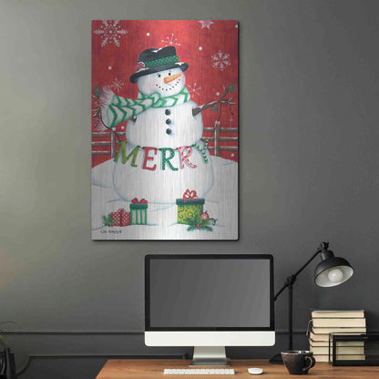 Luxe Metal Art 'Hope Snowman' by Lisa Kennedy, Metal Wall Art,24x36