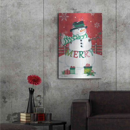 Luxe Metal Art 'Hope Snowman' by Lisa Kennedy, Metal Wall Art,24x36