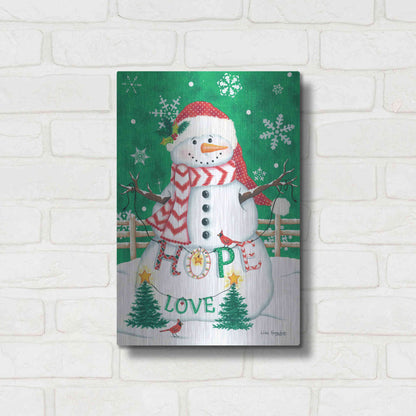 Luxe Metal Art 'Merry Snowman' by Lisa Kennedy, Metal Wall Art,12x16