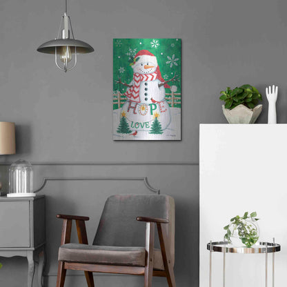 Luxe Metal Art 'Merry Snowman' by Lisa Kennedy, Metal Wall Art,16x24