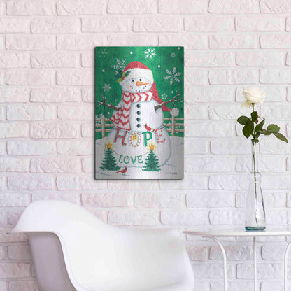 Luxe Metal Art 'Merry Snowman' by Lisa Kennedy, Metal Wall Art,16x24