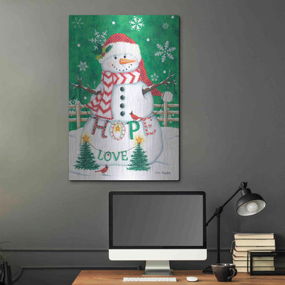 Luxe Metal Art 'Merry Snowman' by Lisa Kennedy, Metal Wall Art,24x36