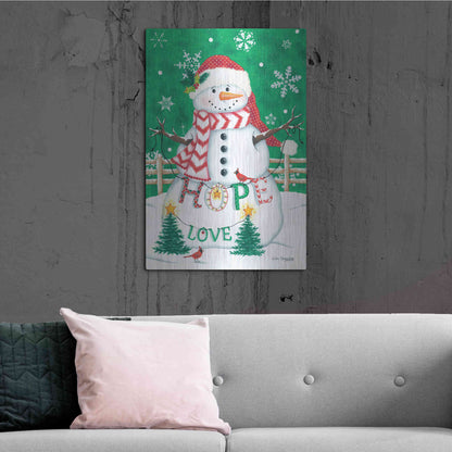 Luxe Metal Art 'Merry Snowman' by Lisa Kennedy, Metal Wall Art,24x36