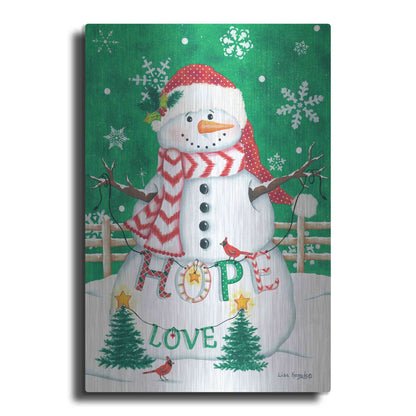 Luxe Metal Art 'Merry Snowman' by Lisa Kennedy, Metal Wall Art